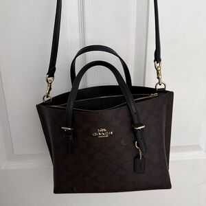 Coach Mollie Tote 25 – Signature Canvas with Brown & Black Leather